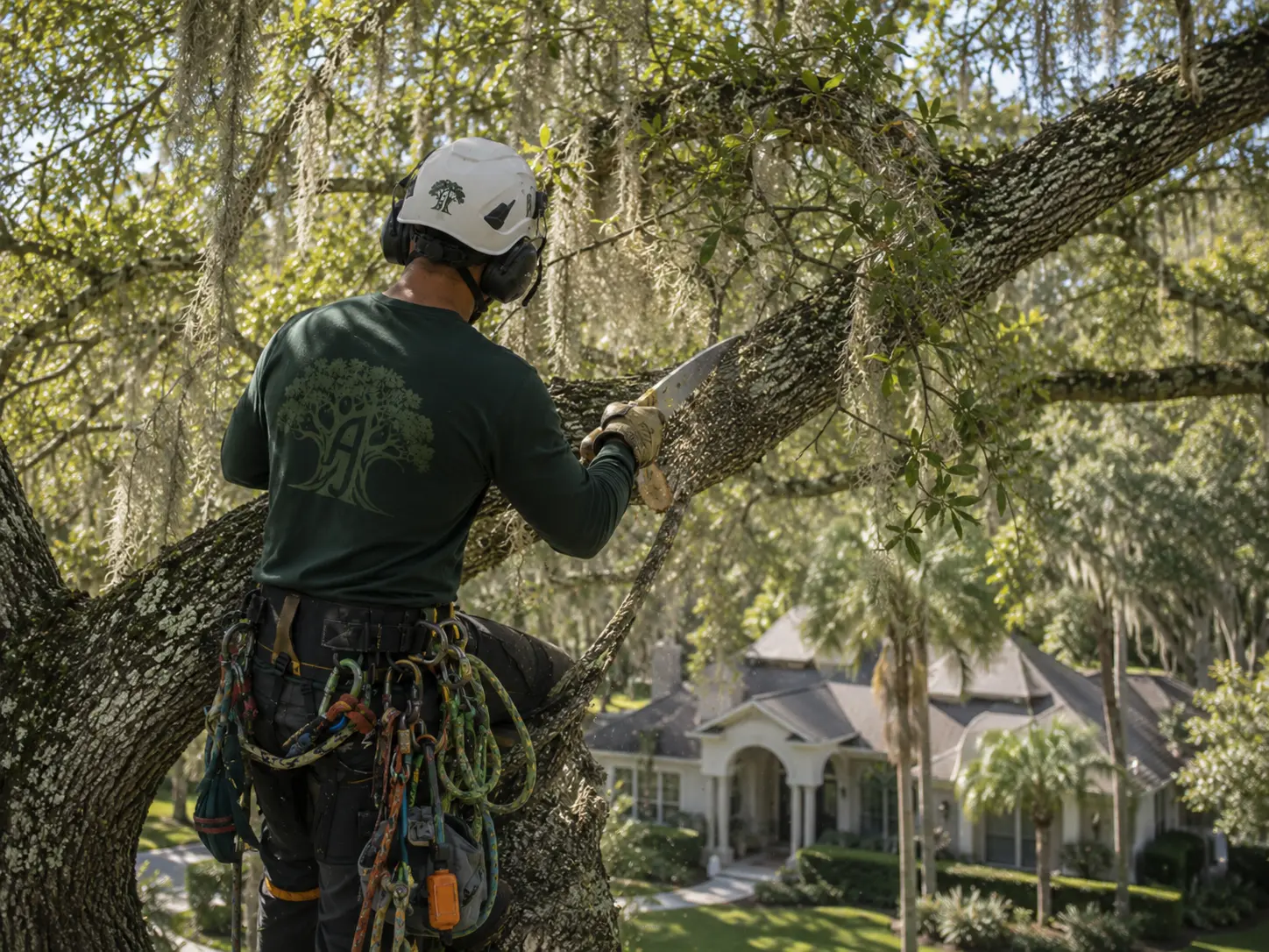 Crown reduction on a heritage live oak, Springfield